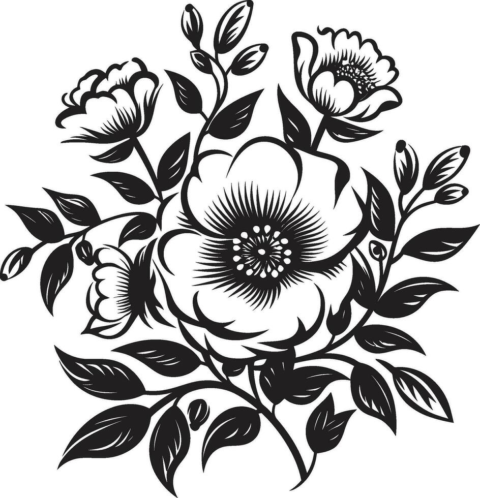 Black Floral Icon for a Modern Look Black Floral Icon for a Contemporary Look vector