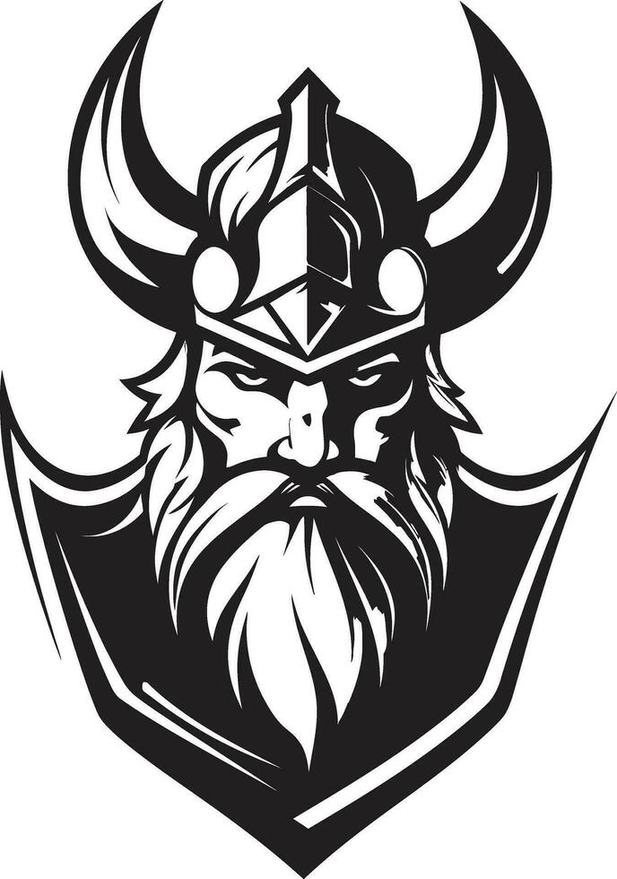 el portador del escudo un noble vikingo icono ensombrecido frenético un feroz vikingo símbolo vector