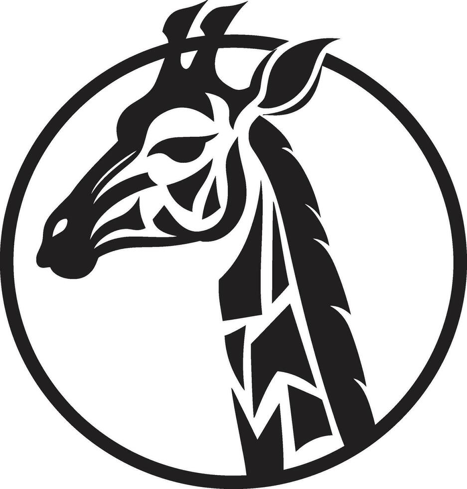 gracia y poder emblemático jirafa africano majestad en negro jirafa logo vector