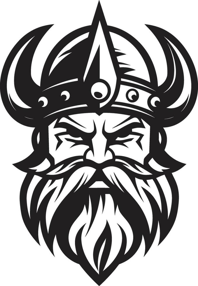 el hacha de batalla portador un vikingo emblema de fuerza frenético fraternidad un feroz vikingo mascota vector