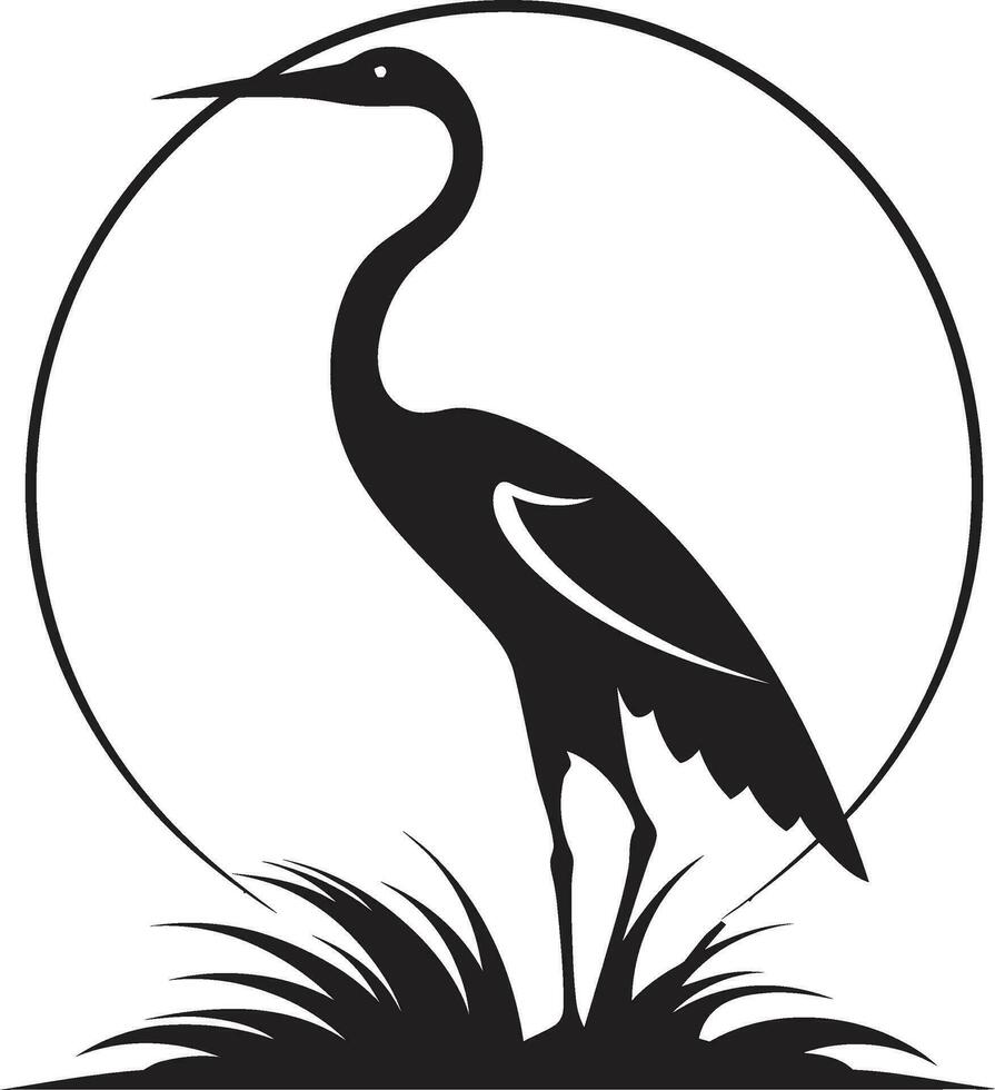 Heron Graphic in Sleek Vector Striking Black Heron Emblem