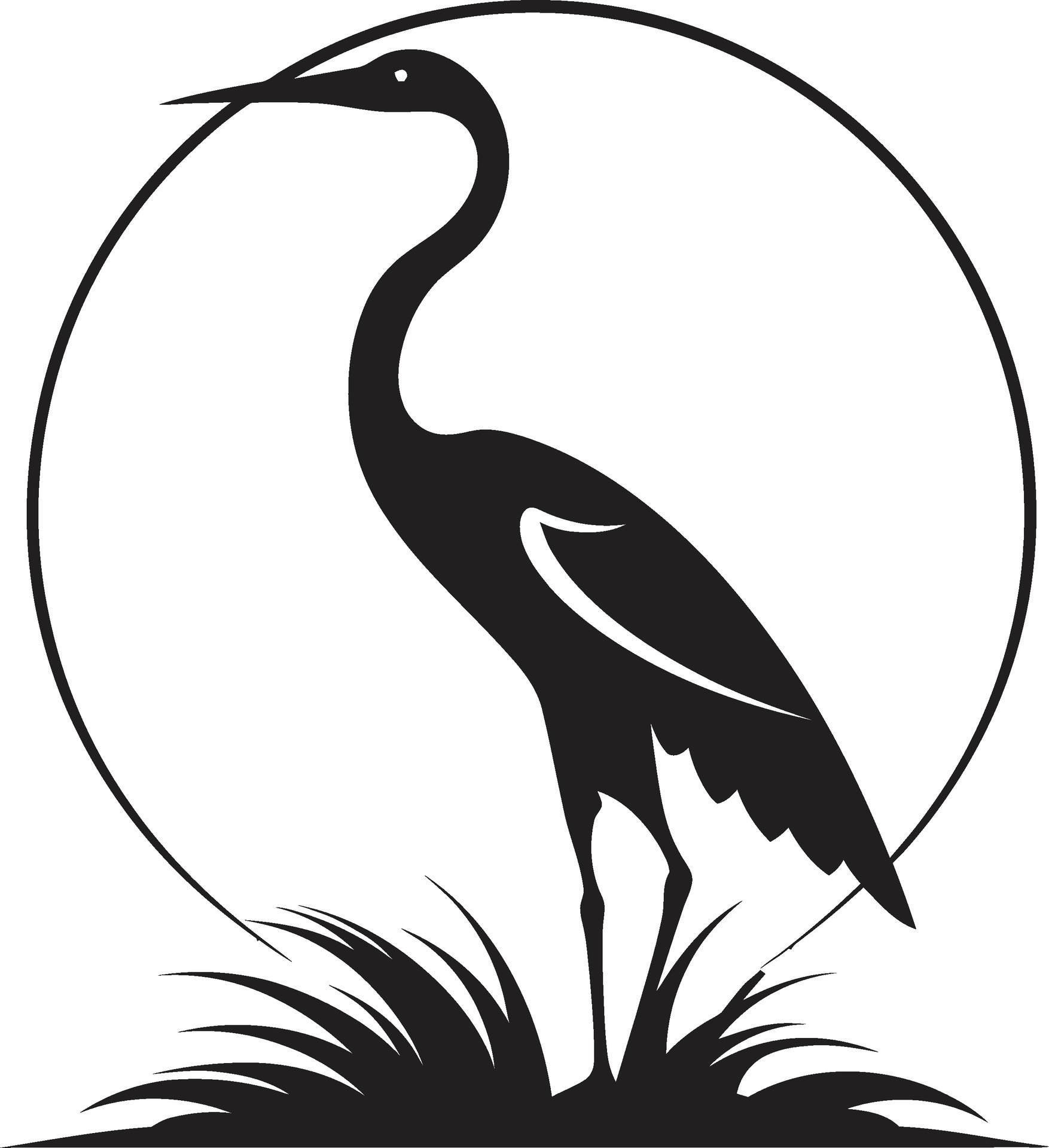 Heron Graphic in Sleek Vector Striking Black Heron Emblem 34036643