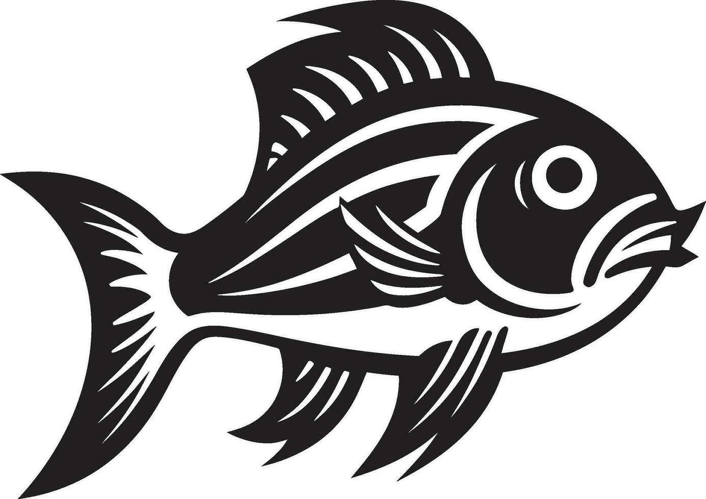 X Ray Vision of the Deep Blue Fish Vector Skeleton Majestic Black Vector Heron Logo