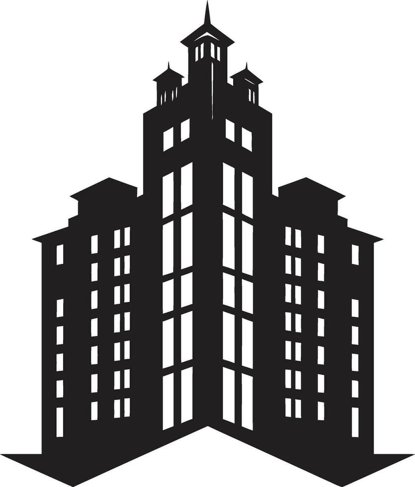 Icon of Elegance Black Logo Design for Apartments Modern Urban Dwelling Vector Icon in Black