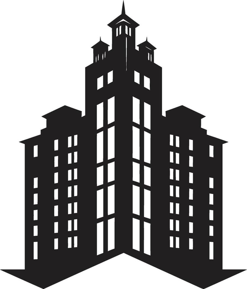 Icon of Elegance Black Logo Design for Apartments Modern Urban Dwelling Vector Icon in Black