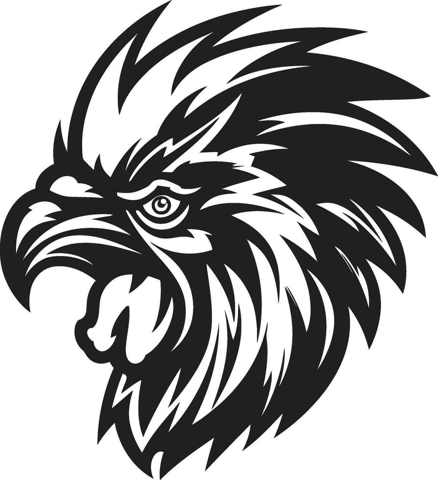 Sleek Rooster Emblem with Artistic Flair Modern Rooster Symbol in Bold Black vector