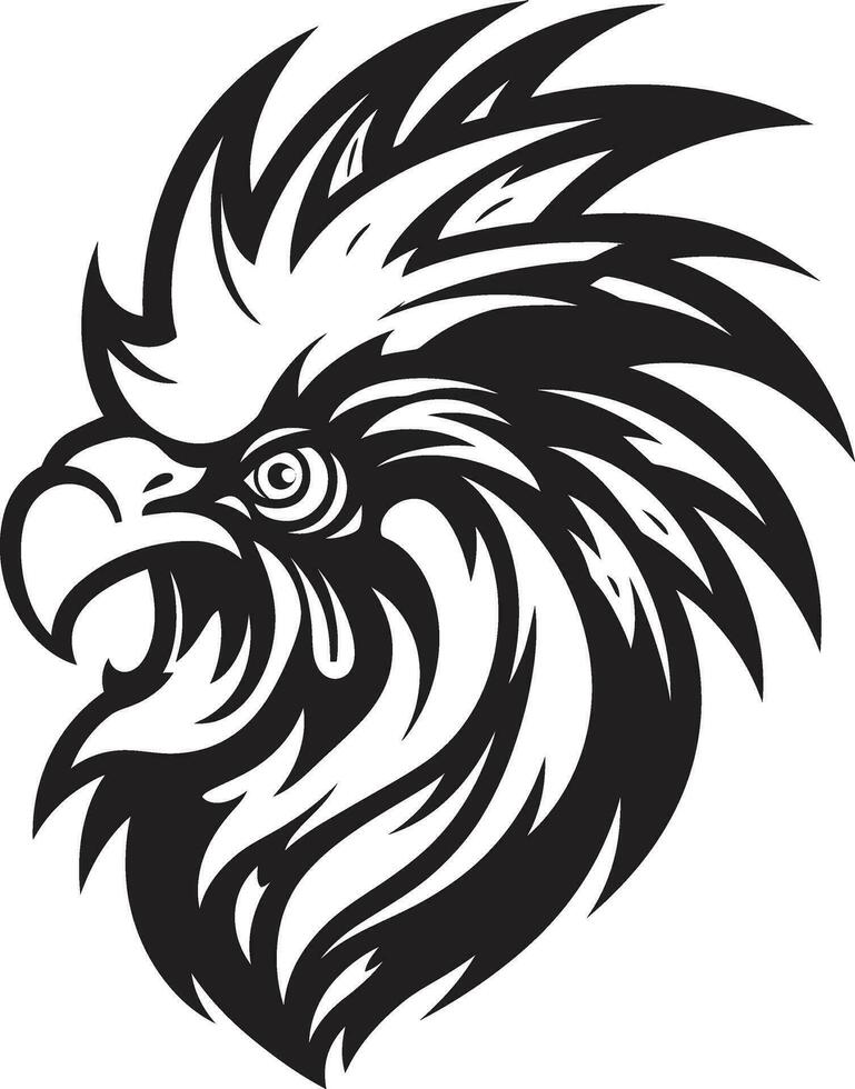 pulcro gallo logo en majestuoso negro gallo majestad en vector forma de arte