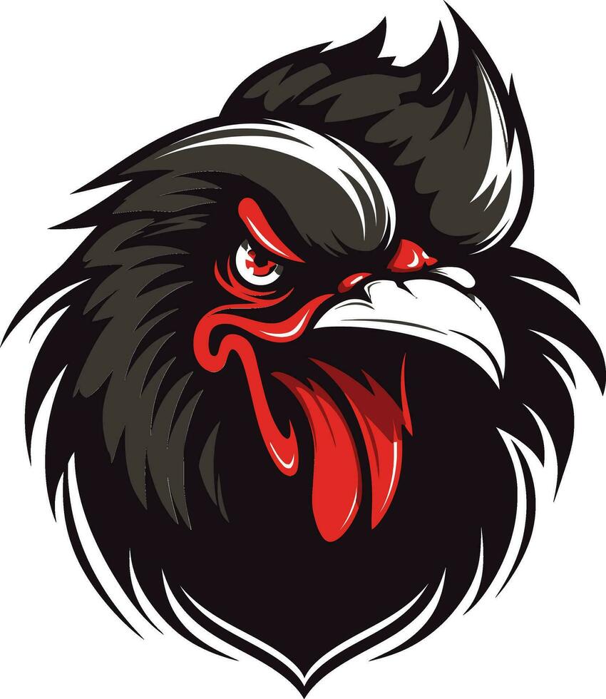 Contemporary Rooster in Black Rooster Profile Silhouette Emblem vector