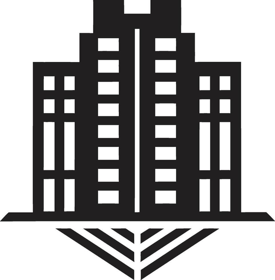 Majestic Urban Excellence Black Building Emblem Sophisticated Skyscraper Black Apartment Vector