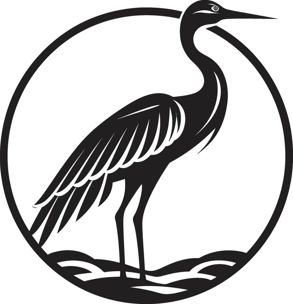 Heron Silhouette in Vector Art Abstract Heron Logo Icon
