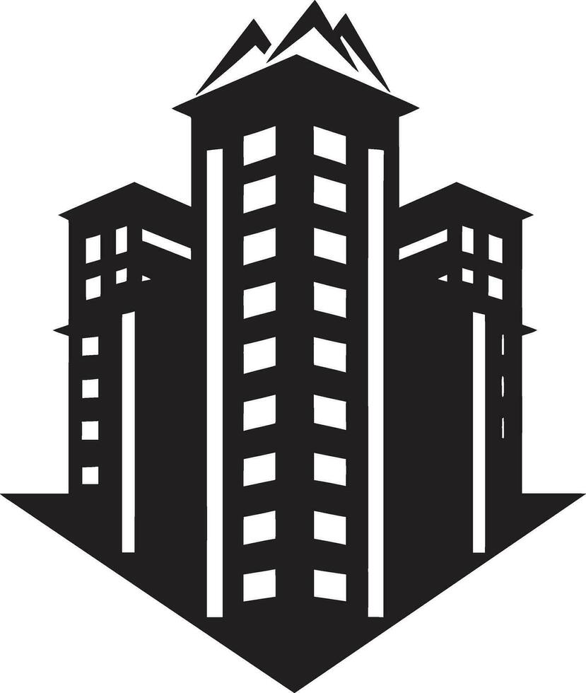 Black Excellence Vector Apartment Logo Luxurious High Rise Black Building Design