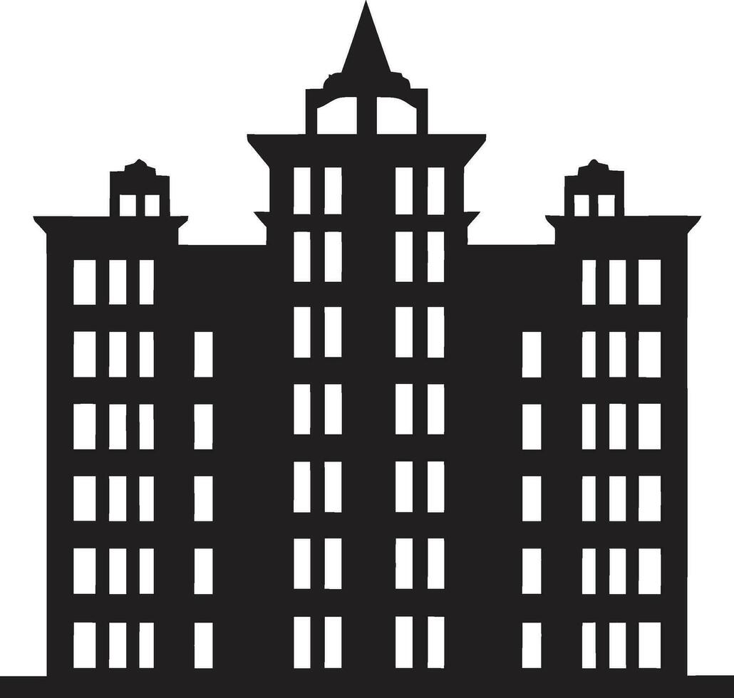 Sleek Urban Icon Black Apartment Complex Luxury Living in Black Apartment Building Logo vector