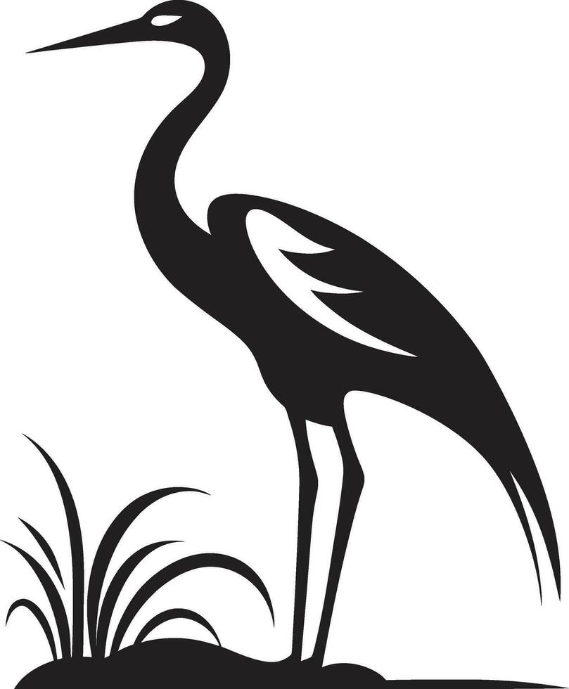 Elegant Heron Icon in Vector Heron Silhouette Logo Design