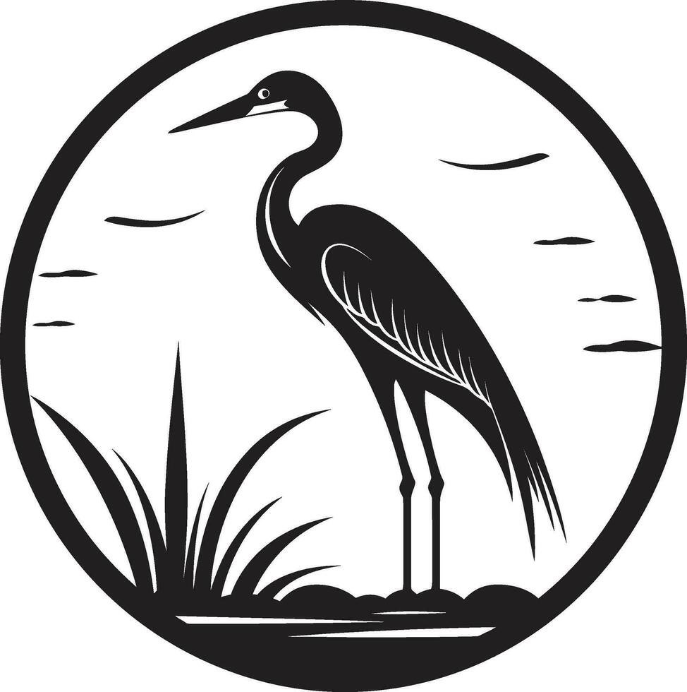 Stylized Black Heron Emblem Heron Symbol for Modern Branding vector