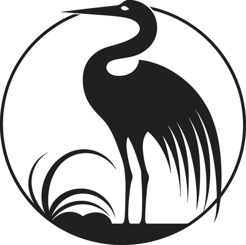 Abstract Heron Logo Icon Stylized Black Heron Emblem vector
