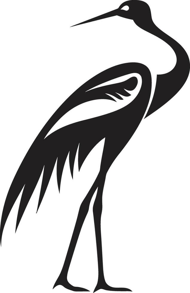 Heron in Black and White Heron Vector Illustration