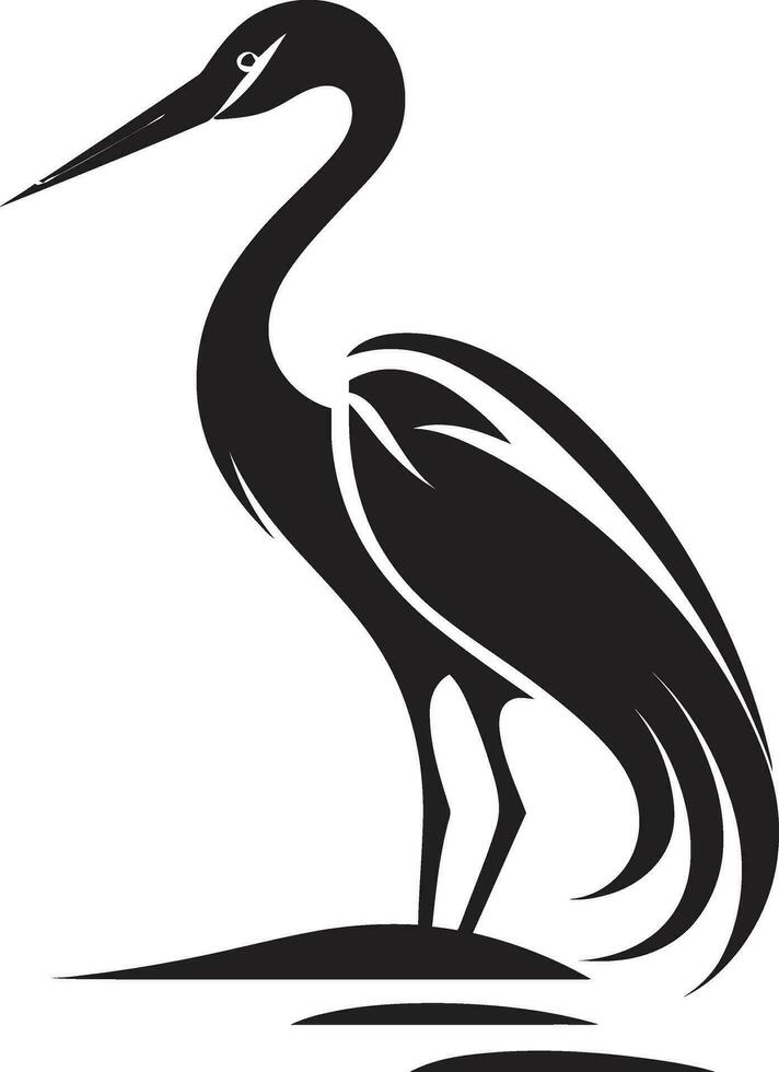 Heron in Flight Vector Icon Heron Profile Vector Symbol