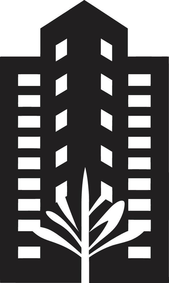 urbano elegancia en negro Departamento logo lujoso residencia paisaje urbano emblema en negro vector