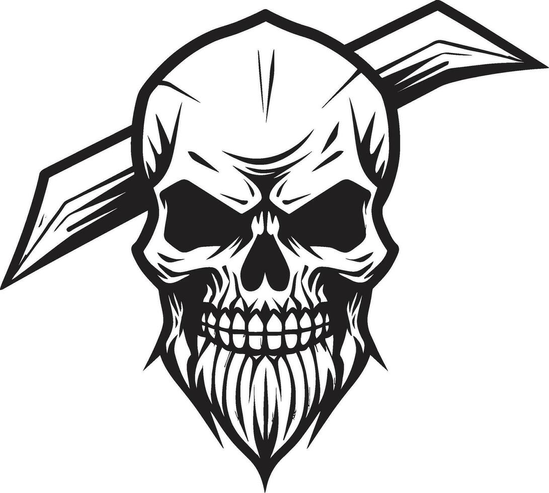 Eerie Skull Silhouette A Brooding Design Abyssal Aura An Ominous Skull Icon vector