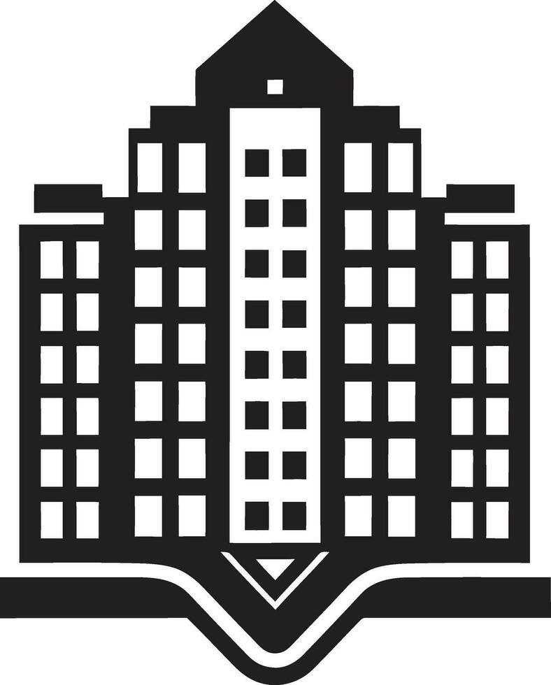 Architectural Charm Black Apartment Complex Sophisticated Urban Elegance Apartment Emblem vector