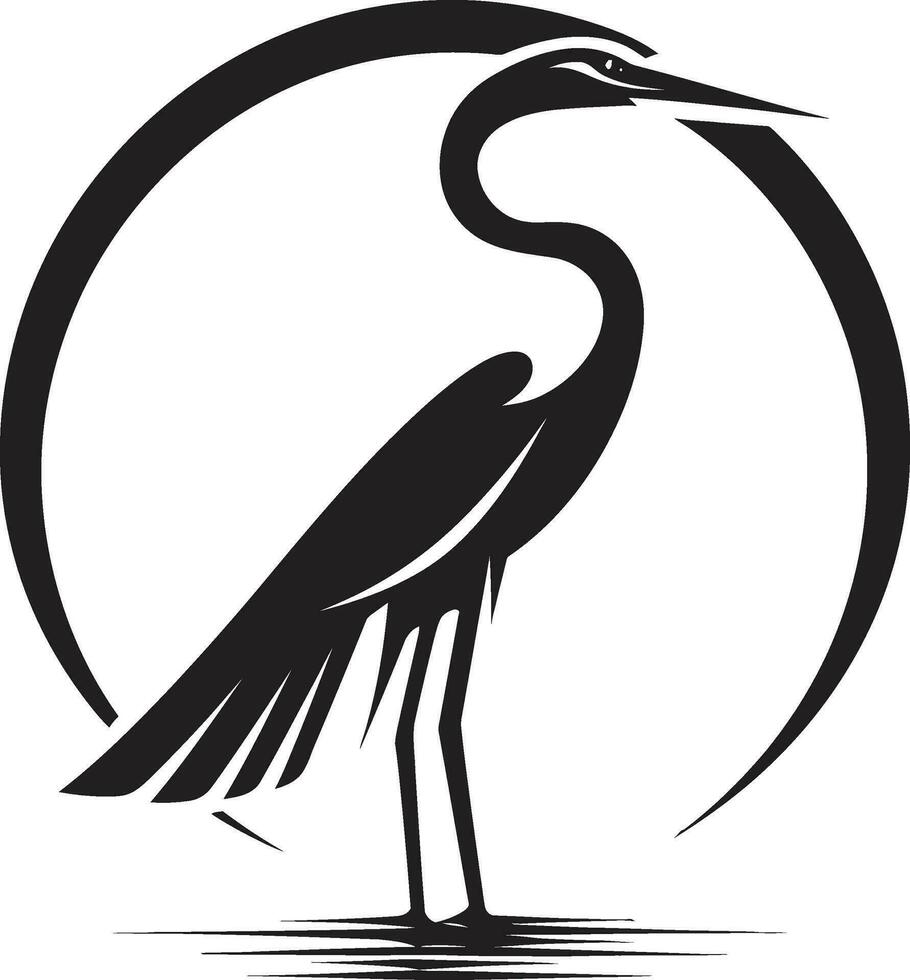 Striking Black Heron Emblem Contemporary Heron Symbol Design vector