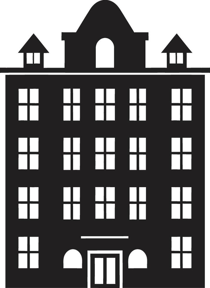 majestuoso ciudad icono Departamento complejo emblema horizonte majestad negro Departamento logo vector