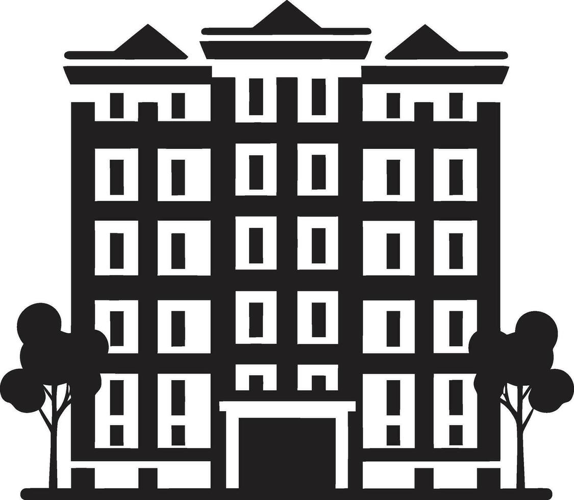 Black Architectural Beauty Apartment Logo Vector Artistry in Black Cityscape Emblem