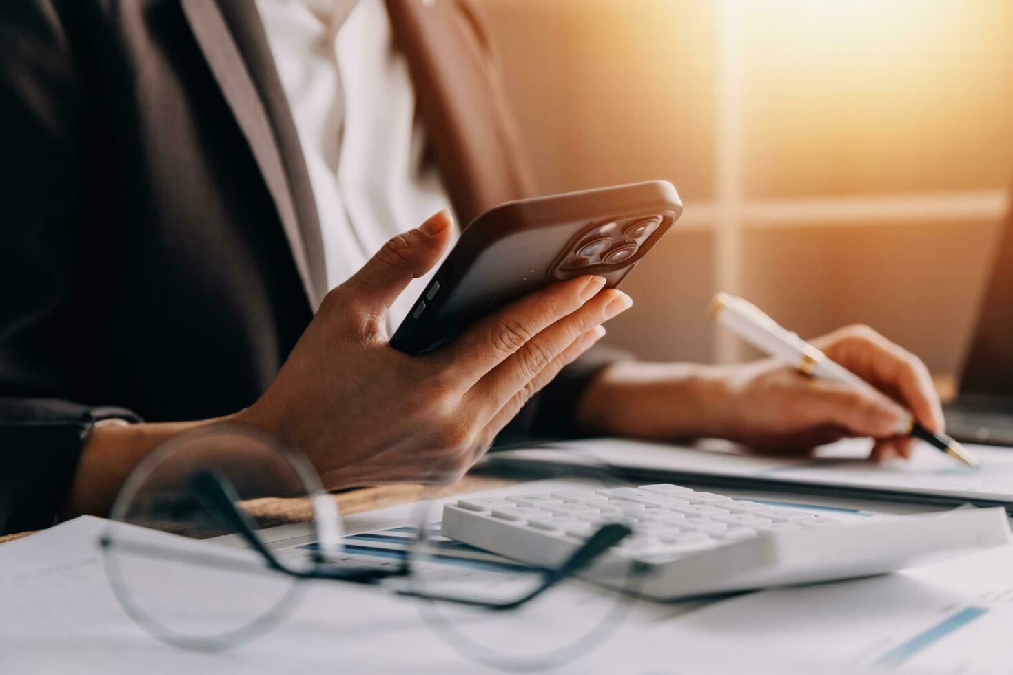Business Documents, Auditor businesswoman checking searching document legal prepare paperwork or report for analysis TAX time,accountant Documents data contract partner deal in workplace office photo