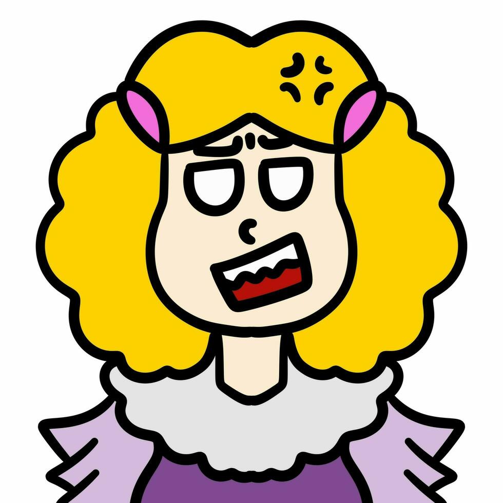 cartoon angry girl with face photo