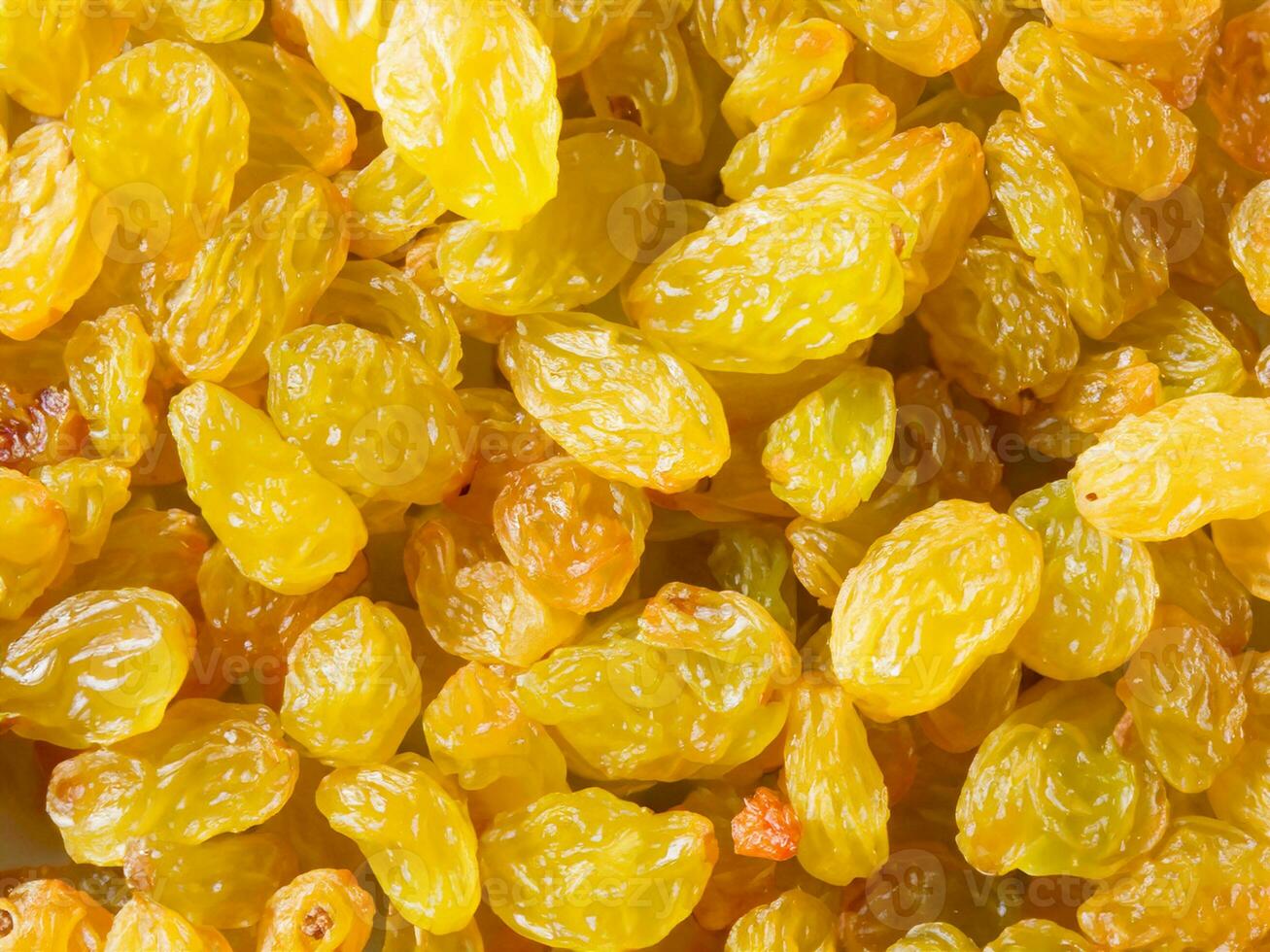 dried yellow raisins background. macro shot. photo