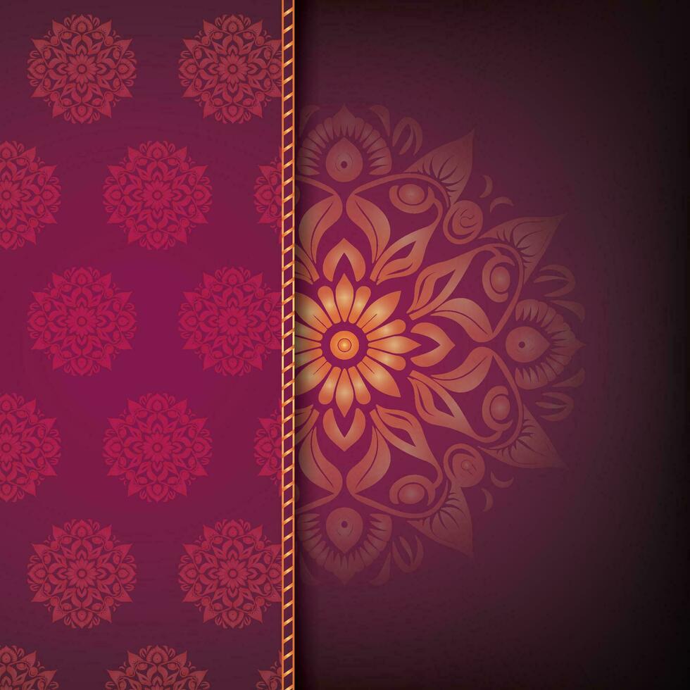 Symmetrical Gold Floral Design on Gradient Maroon to Black and Dark Maroon Patterned Background vector