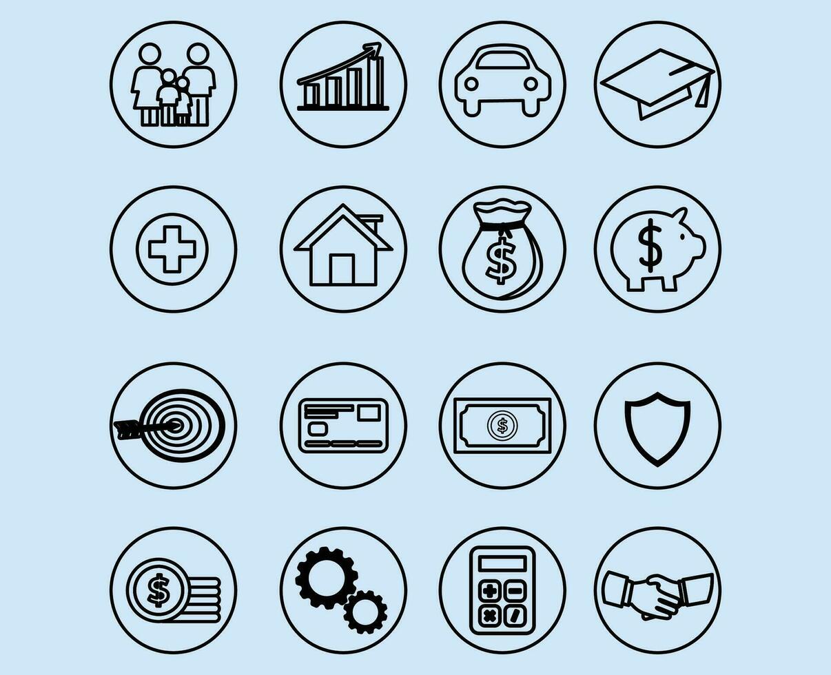 Insurance set of web icons in line style. Insurance and assurance icons for web and mobile app vector