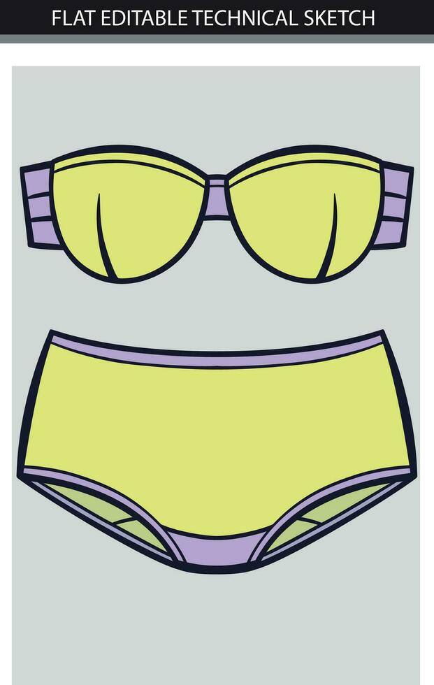 Illustration of a pair of women's underwear set with a contrast color vector illustration.