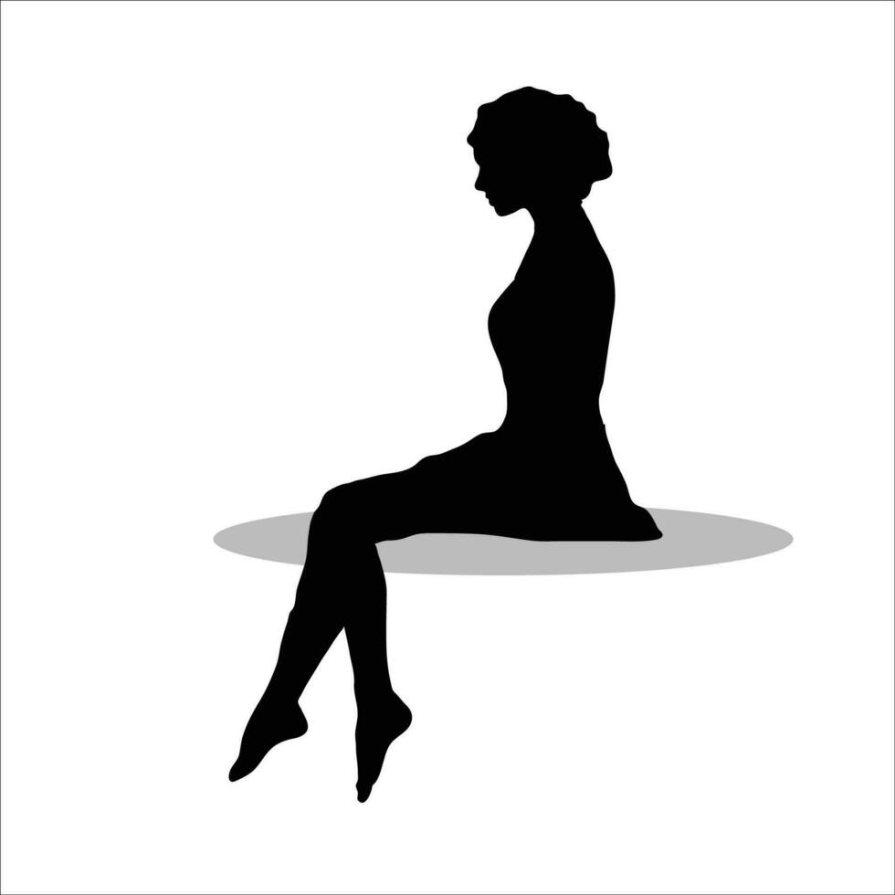 Girl sitting silhouette vector