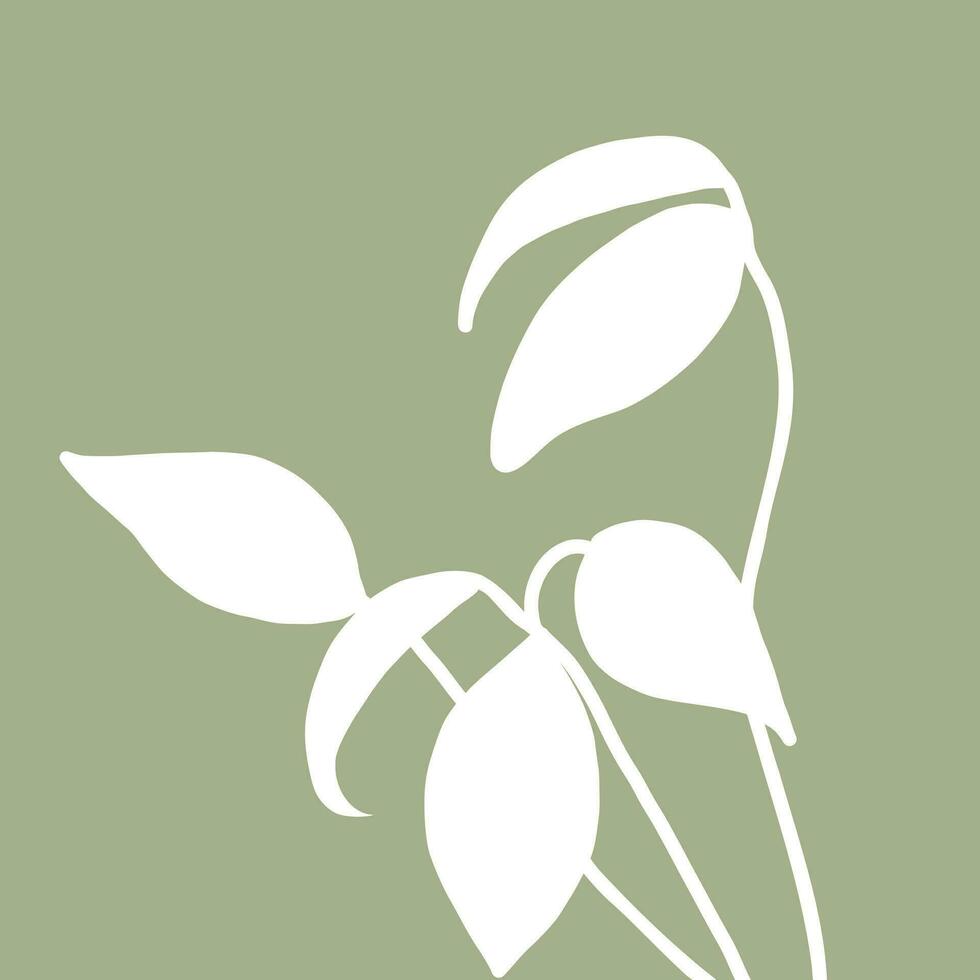 Leaf Wall Art White Sage Green Wall Art Room Decoration vector