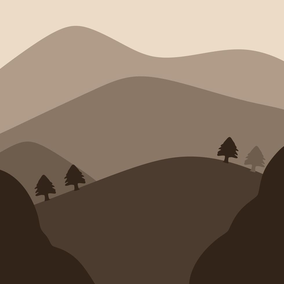 Dark Mountain Landscape Background Illustration In Flat Design vector