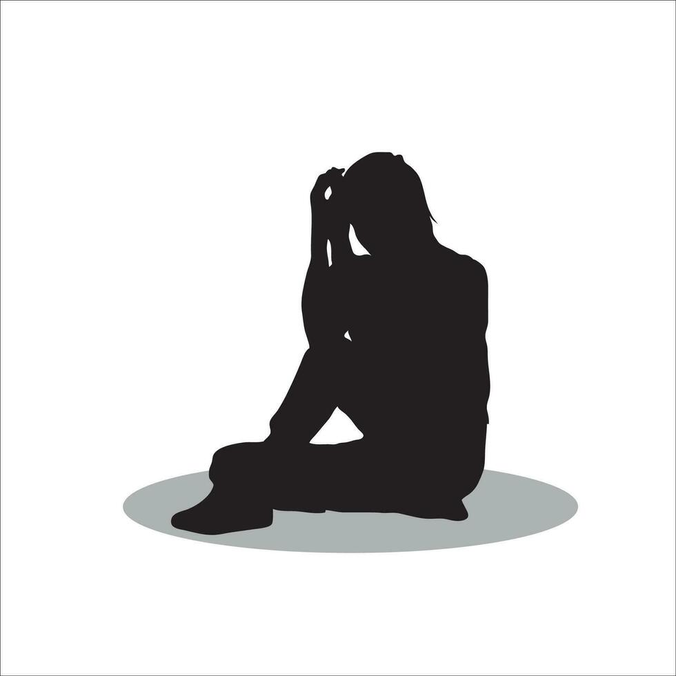 Women sitting silhouette vector