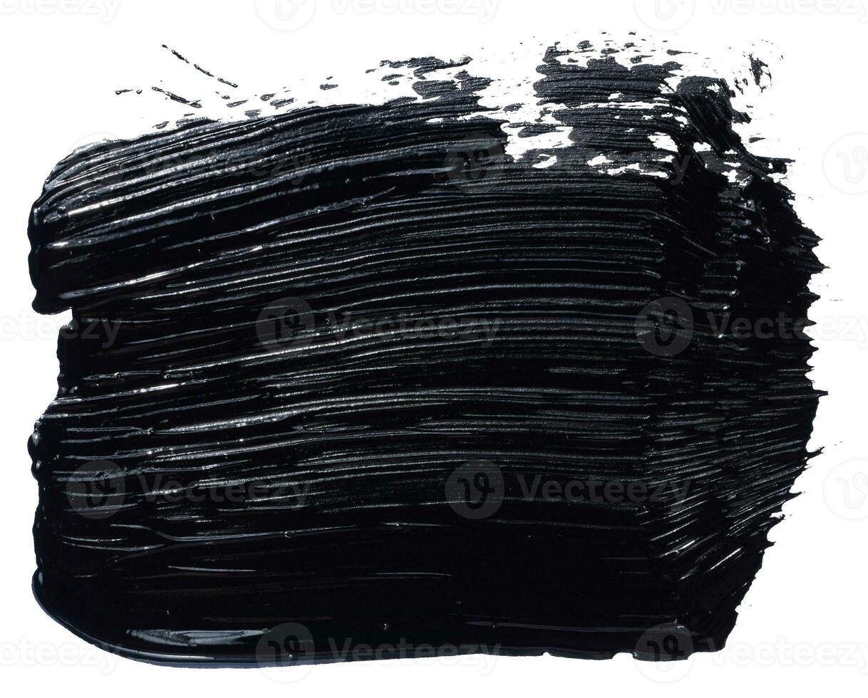 negro petróleo pintar carrera con cerda cepillar, muestra de tela aislado en blanco antecedentes foto