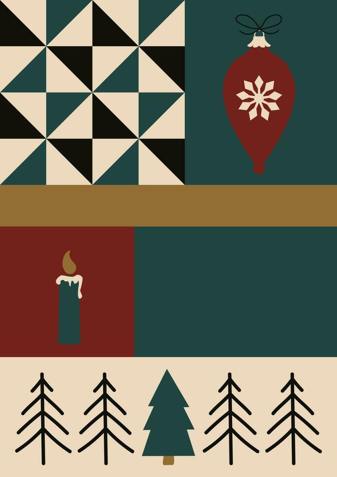 alegre Navidad y nuevo año composición prefabricado tarjeta aislado vector ilustración