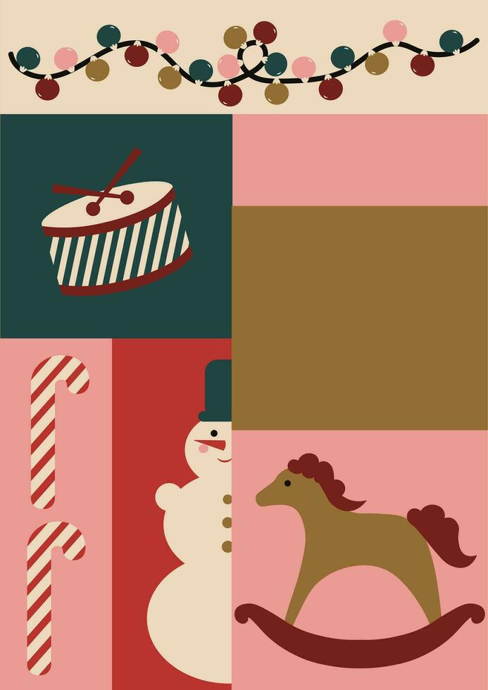alegre Navidad y nuevo año composición prefabricado tarjeta aislado vector ilustración