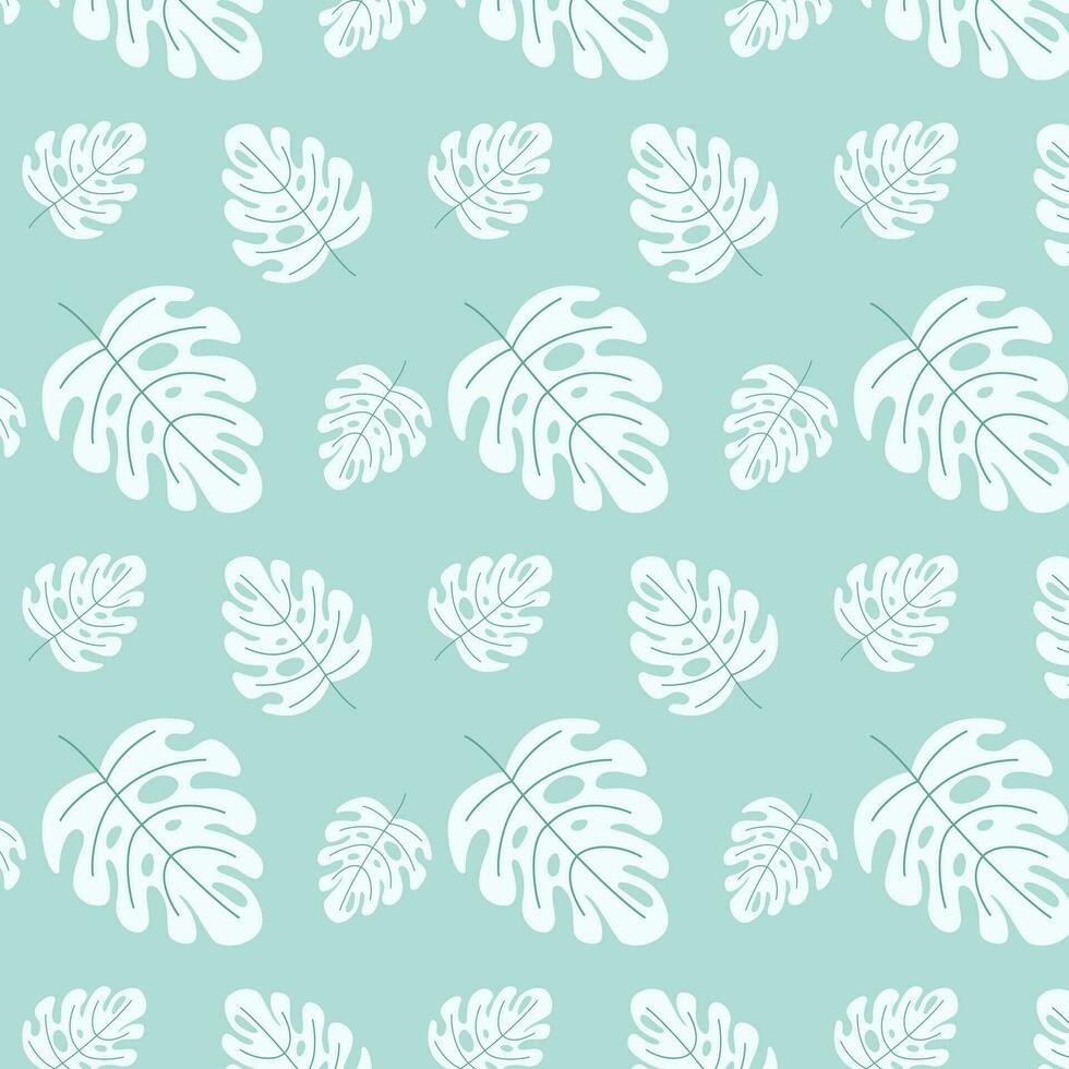 Beautiful monstera leaves pattern background vector