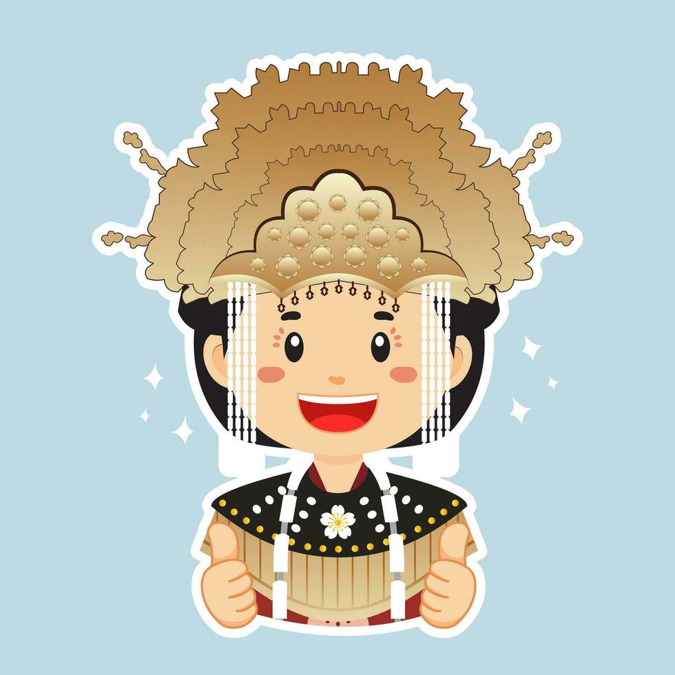 Happy Bangka Belitung Indonesian Character Sticker vector
