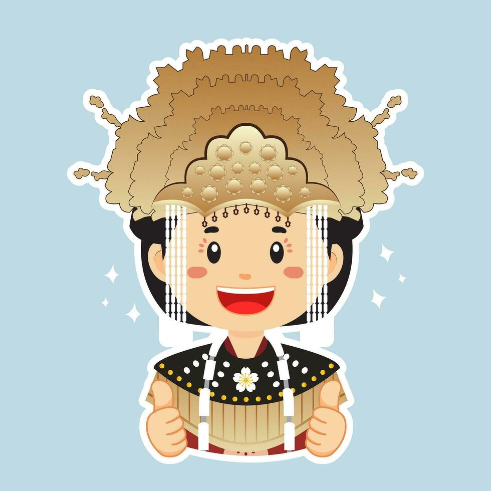 Happy Bangka Belitung Indonesian Character Sticker vector