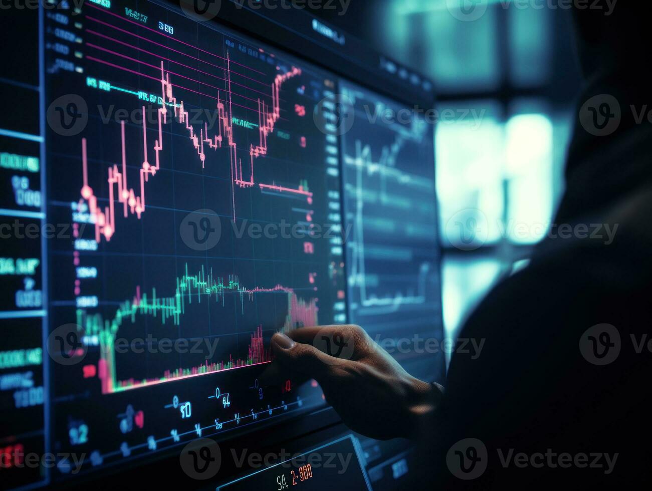 Financial stock market graph, concept of business investment and future stock trading AI Generated. photo