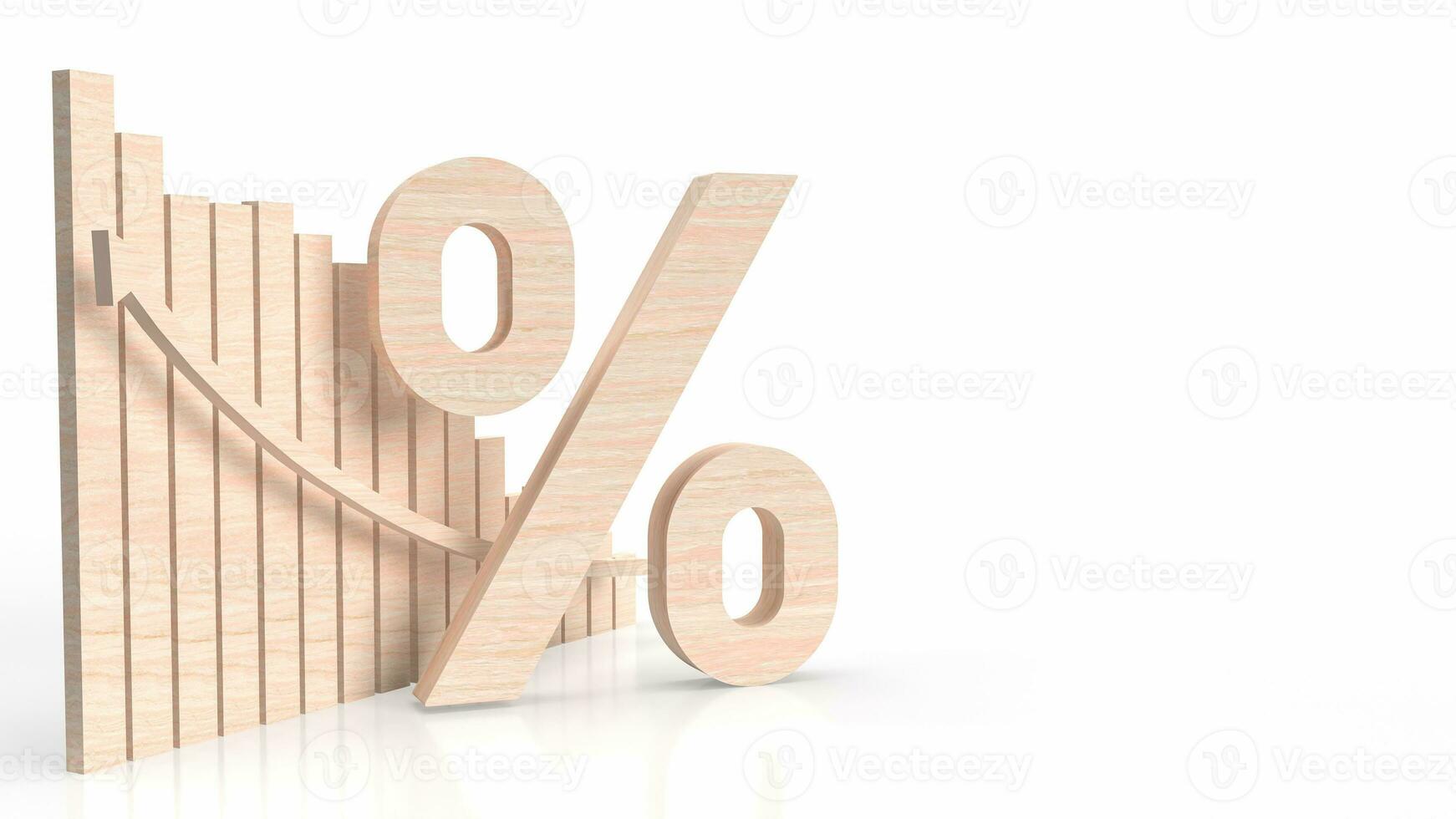 The wood percent and chart for Business concept 3d rendering. photo