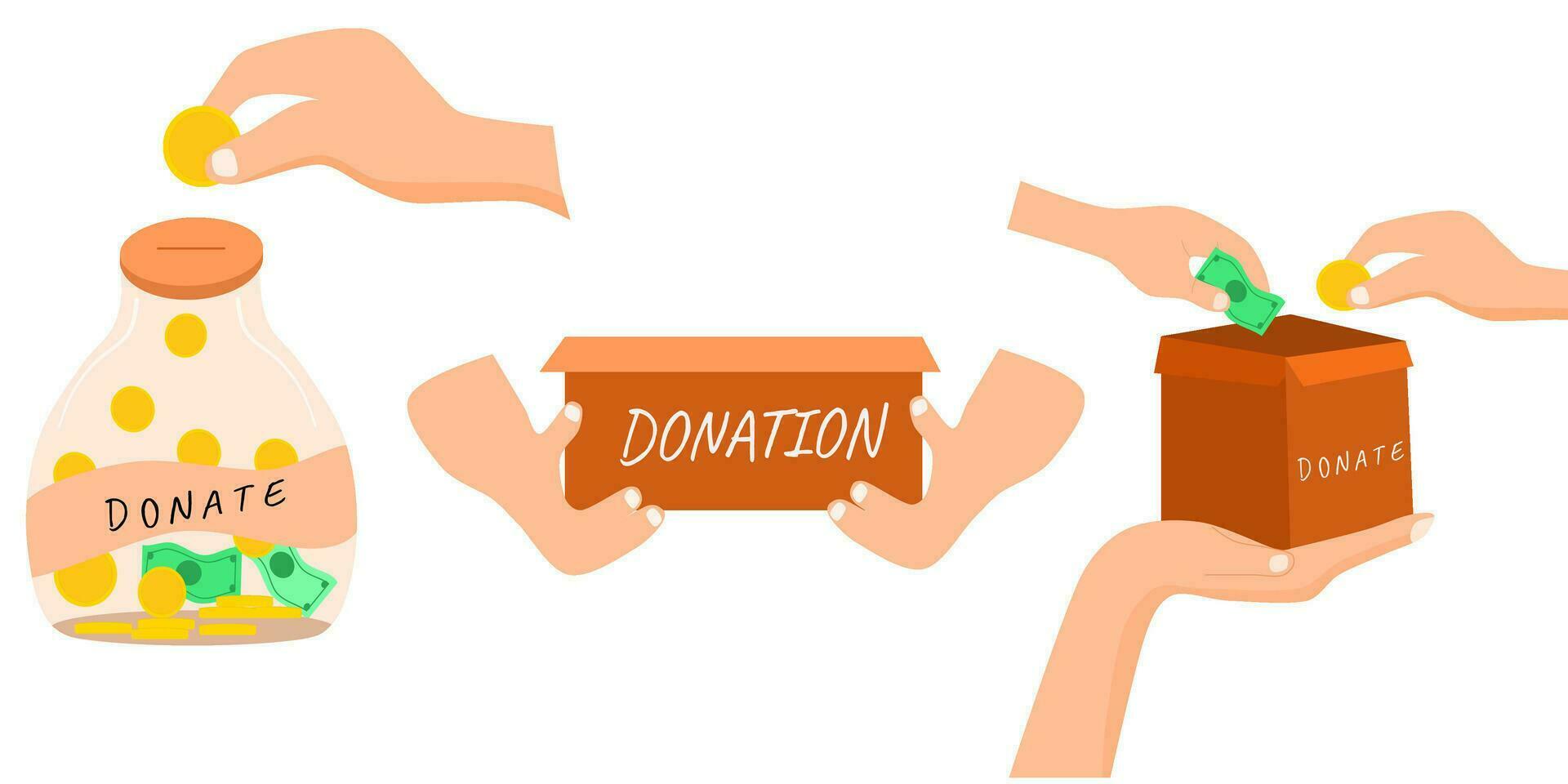 hand drawn illustration of Donating Money to Charity vector