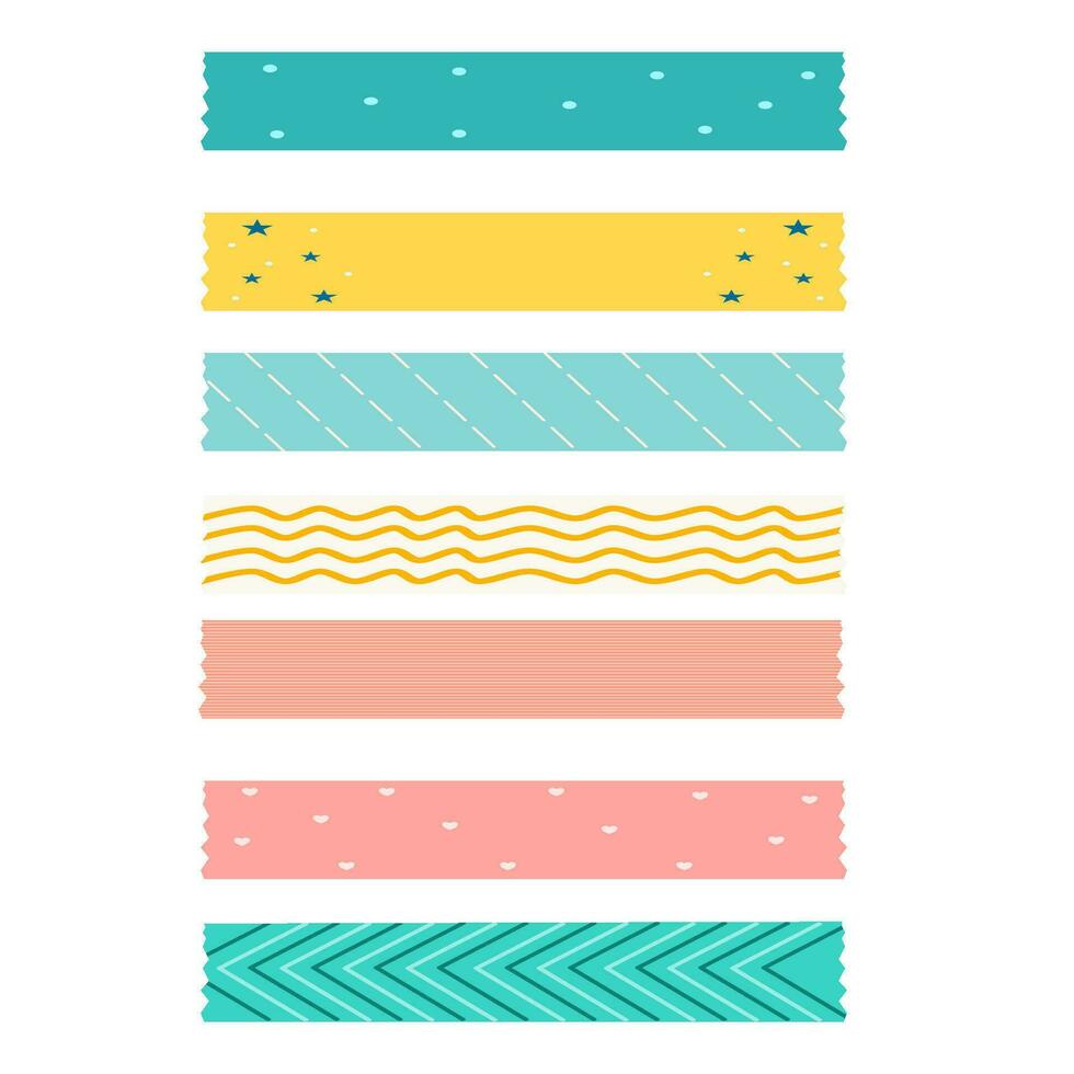 Set of colorful washi tape vector