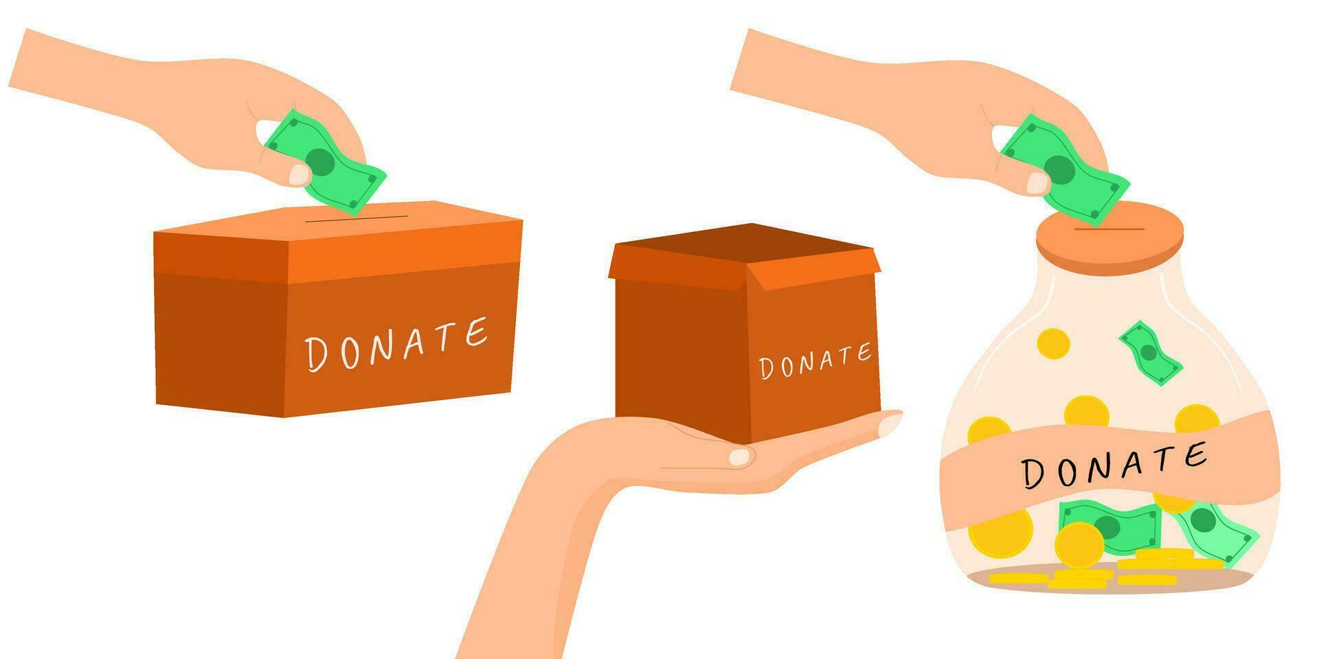hand drawn illustration of Donating Money to Charity vector