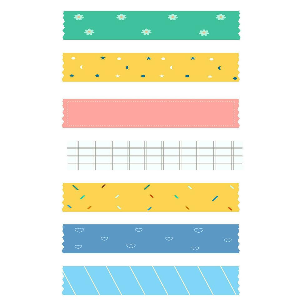 Set of colorful washi tape vector