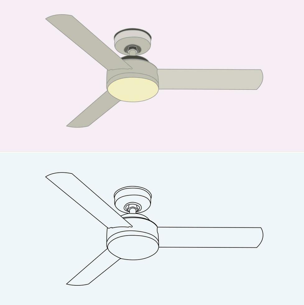 Ceiling Fan illustration and line art vector eps